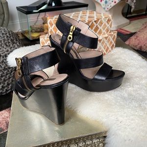 Chiarini Bologna Black Strapped Wedges